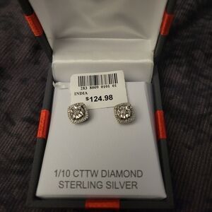 Sterling Silver Diamond Earrings